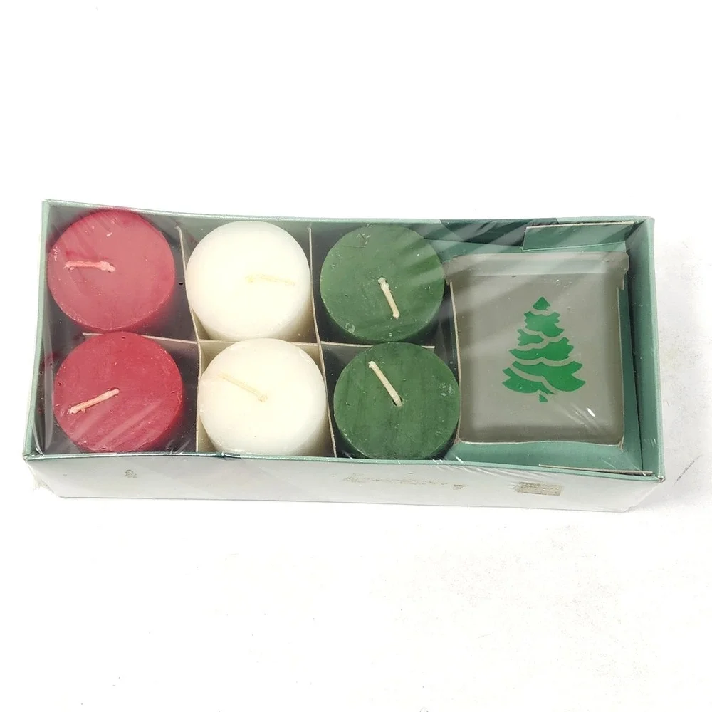 AIRLUME Assorted Votive Candles Set of 6‎ Glass Holder Christmas New Sealed